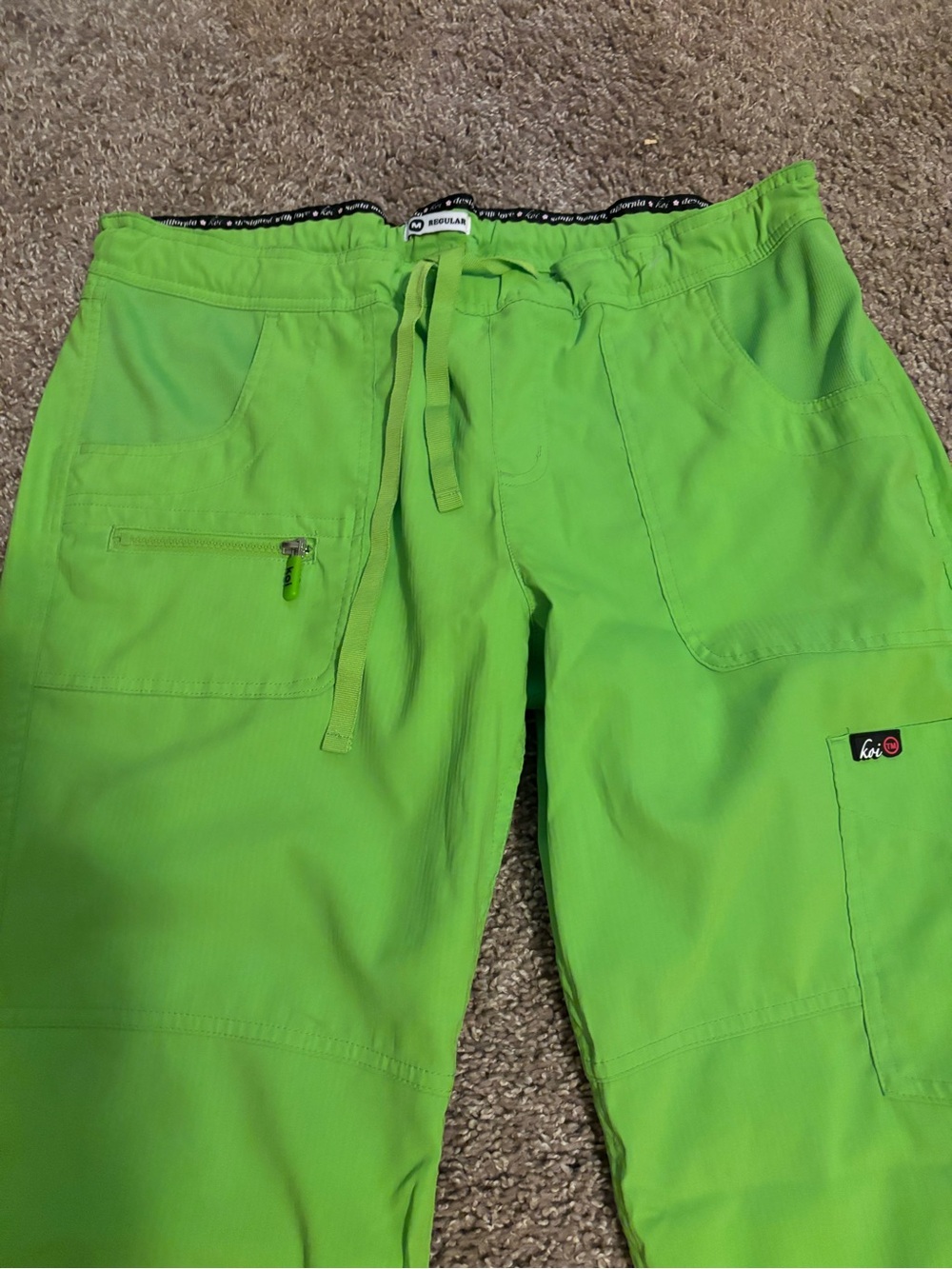 Light green women’s koi scrub pants Halloween and. Christmas color medium
